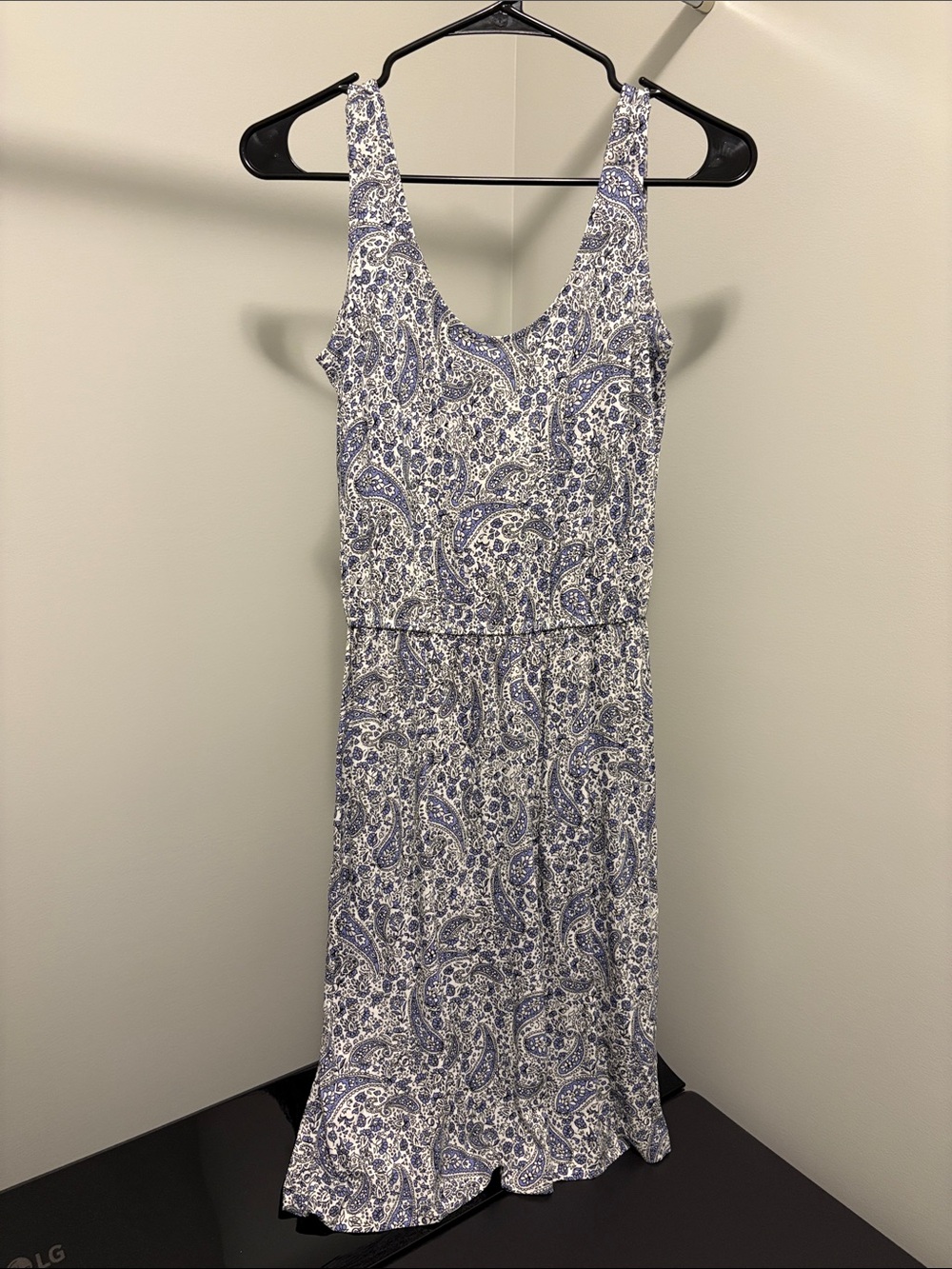 H&M White and Blue Paisley Mini Dress